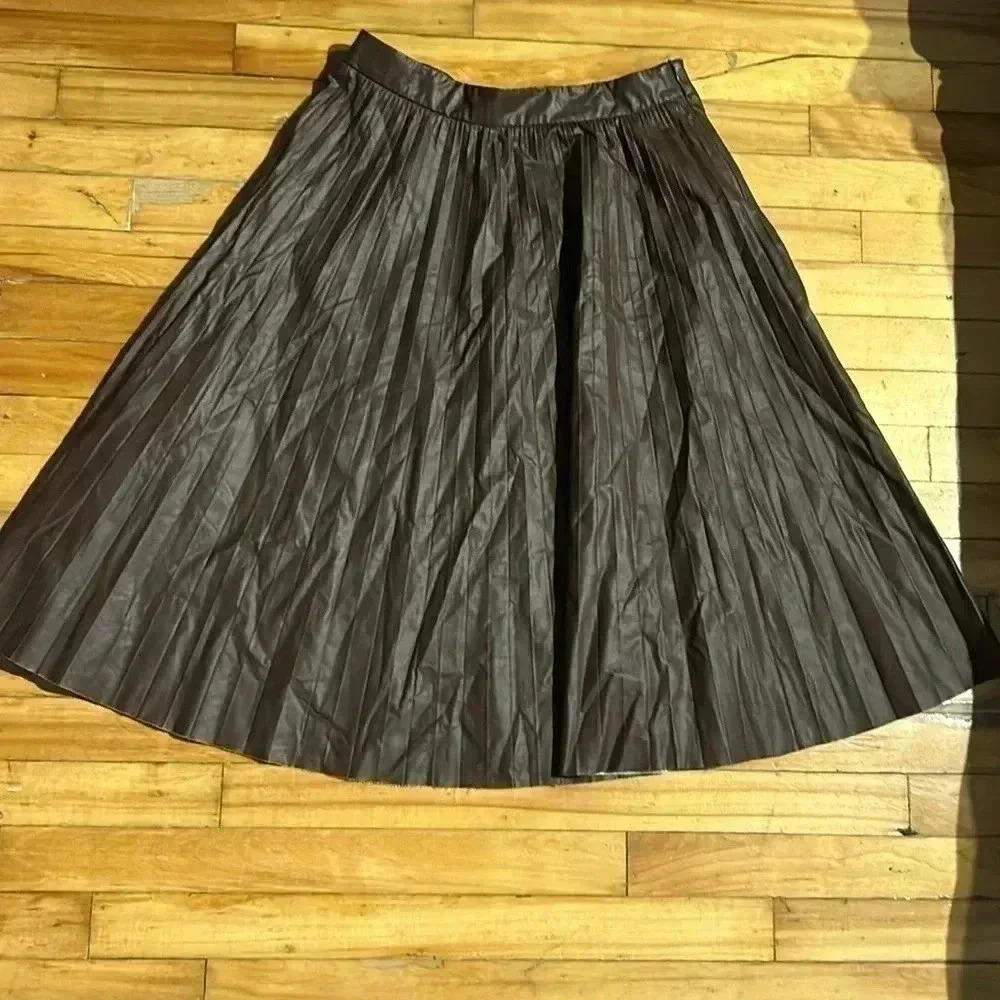 Maison Cinqcent pleated faux leather midi skirt